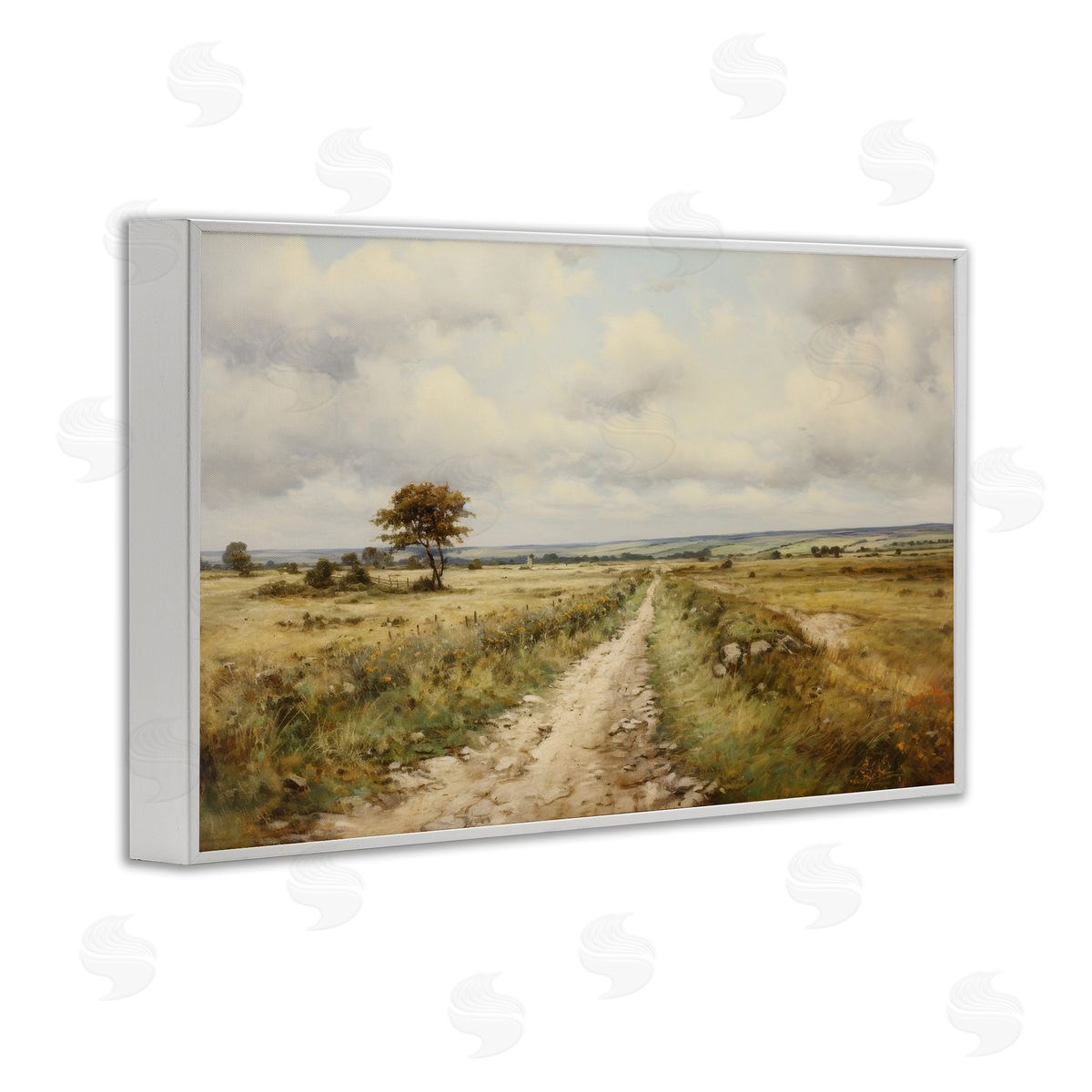 Petal Prints Design Rural Farm Road White Framed Giclee Wall Art Print