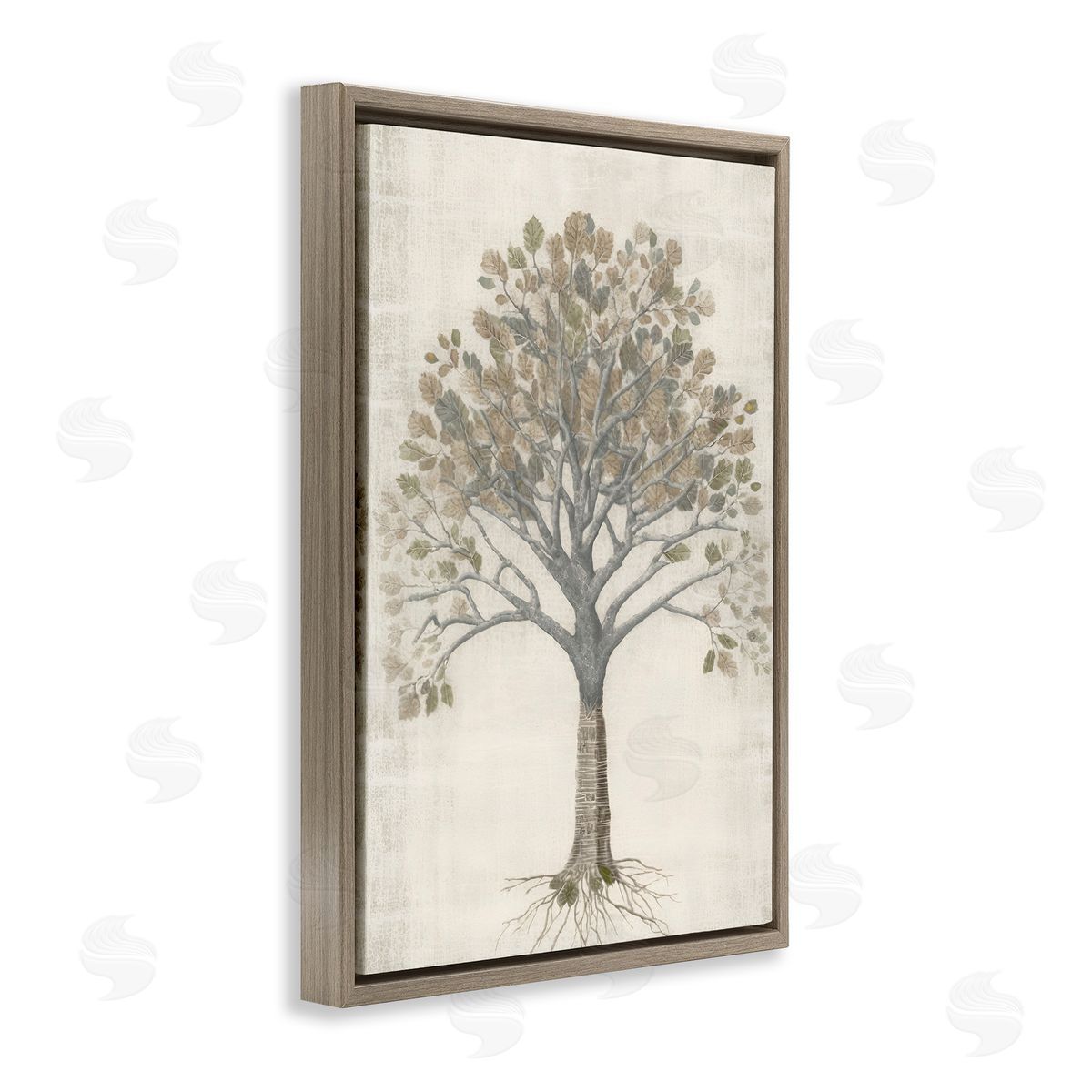 Wise Tree Impression Brown Floating Frame Canvas Wall Art, Home Decor by Petal Prints Design