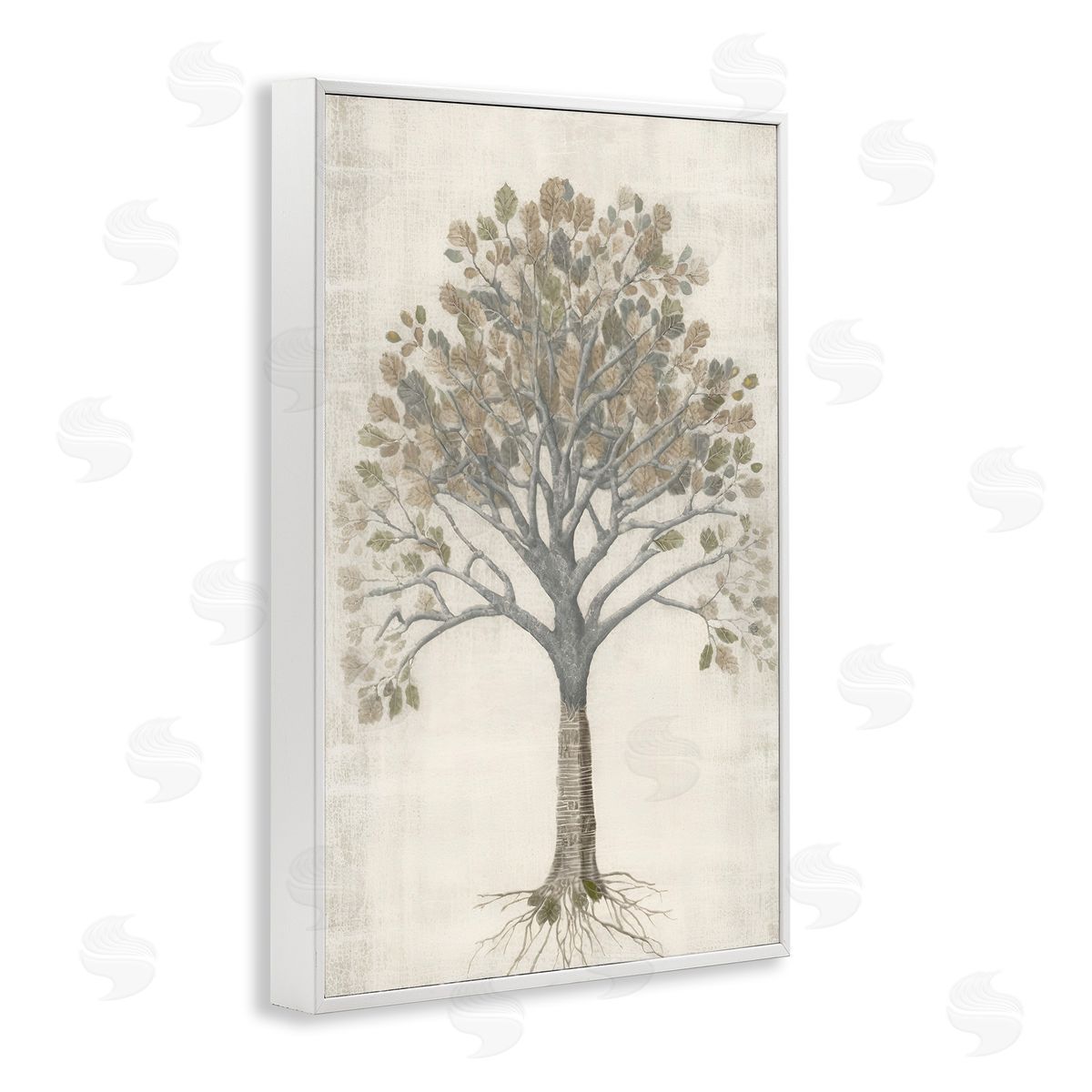 Wise Tree Impression White Frame Print Wall Art, Home Decor by Petal Prints Design