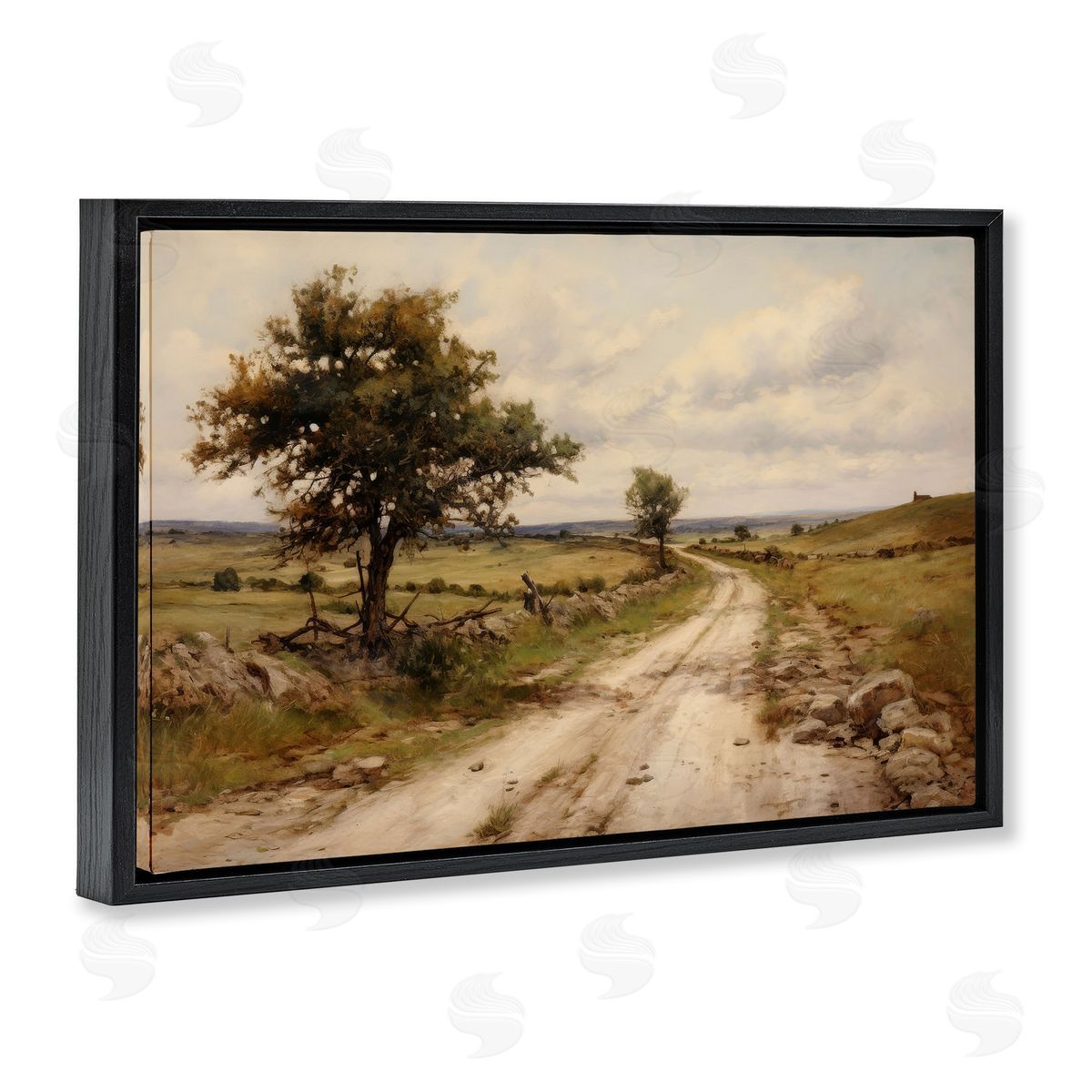 Petal Prints Design Road To Nowhere Black Floating Frame Canvas Wall Art Print