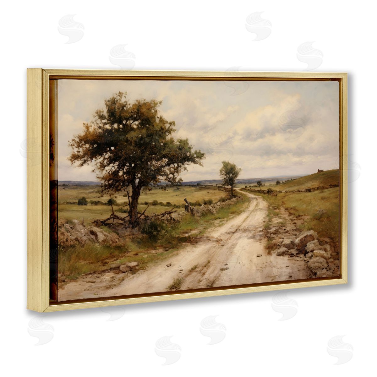 Petal Prints Design Road To Nowhere Gold Floating Frame Canvas Wall Art Print