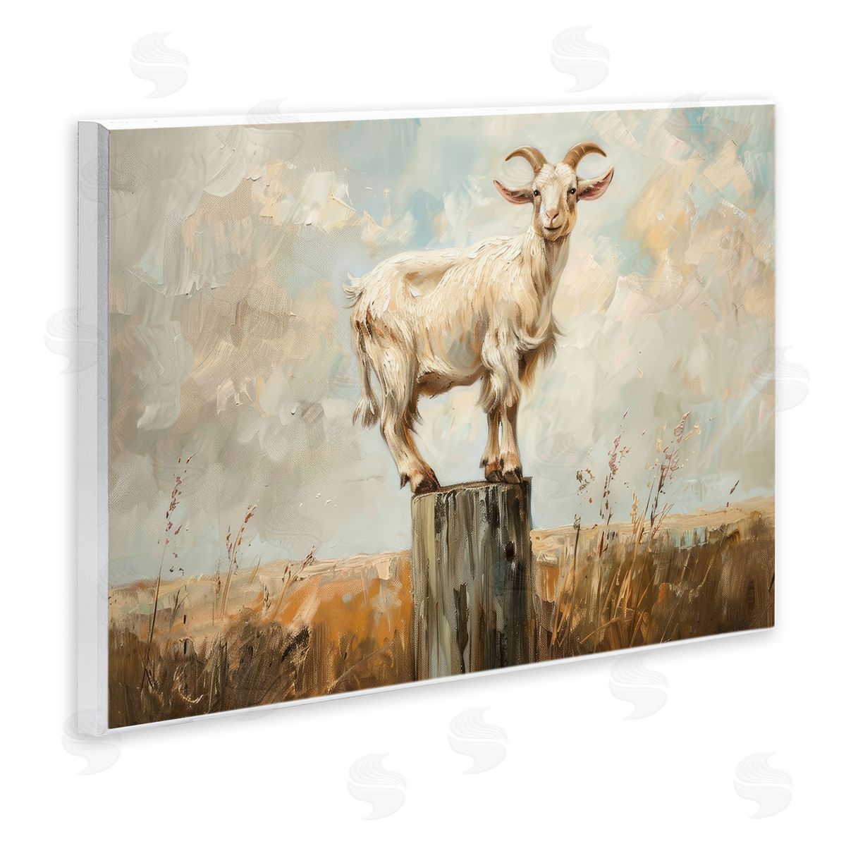 On The Fence Goat Wood Plaque Wall Art, Home Decor by Petals Prints Design