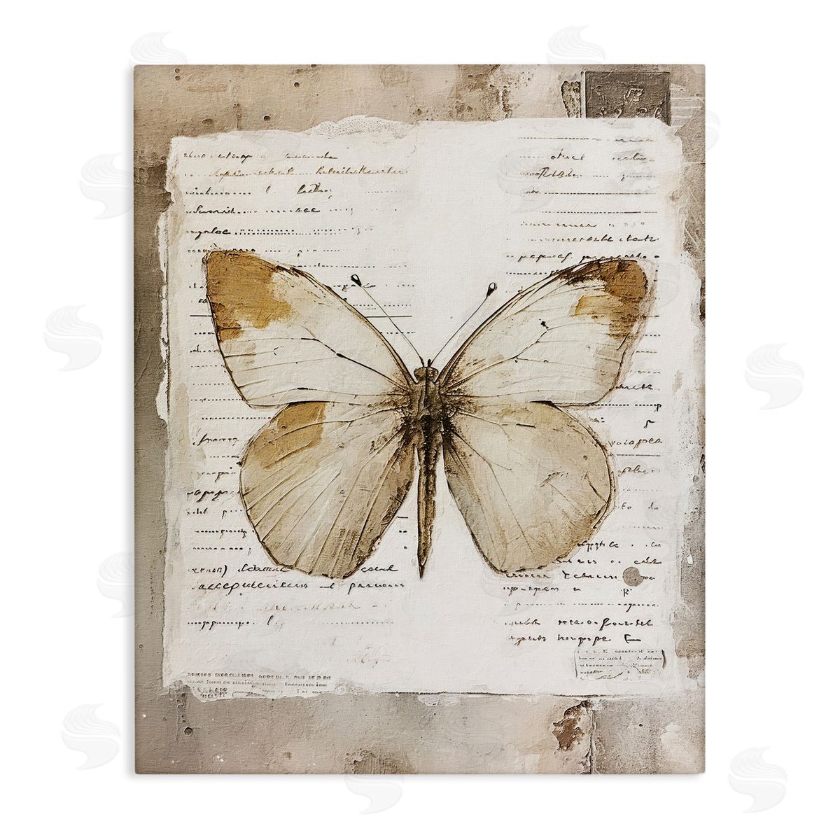 Riley B Rustic Butterfly Collage Canvas Wall Art Print