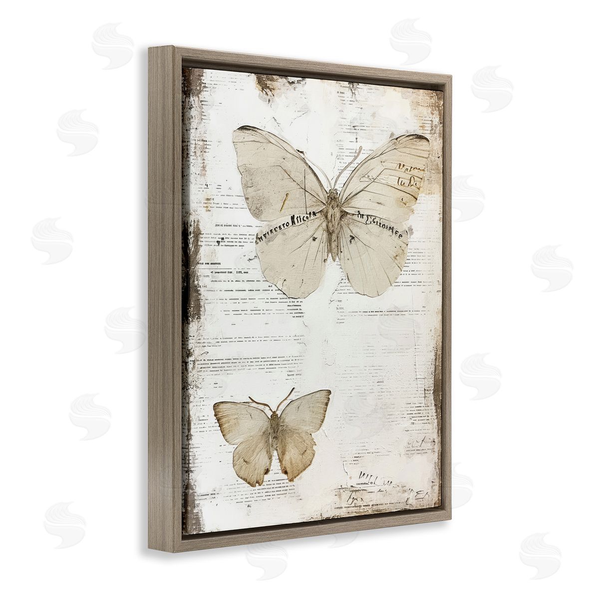 Riley B Butterfly Journal Collage Brown Floating Frame Canvas Wall Art Print