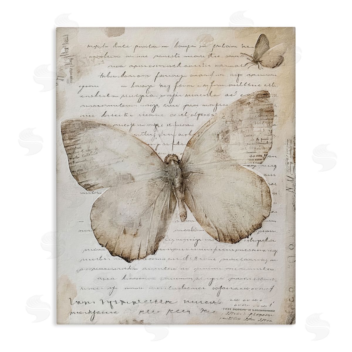 Riley B Butterfly & Vintage Cursive Canvas Wall Art Print
