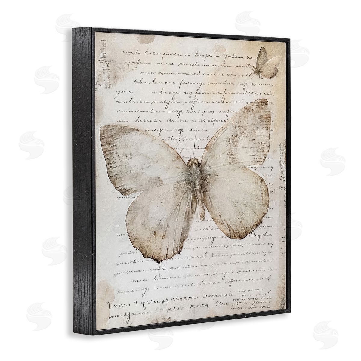 Riley B Butterfly & Vintage Cursive Black Framed Giclee Wall Art Print