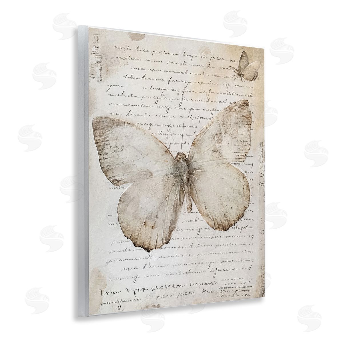 Riley B Butterfly & Vintage Cursive Wooden Wall Plaque Art Print