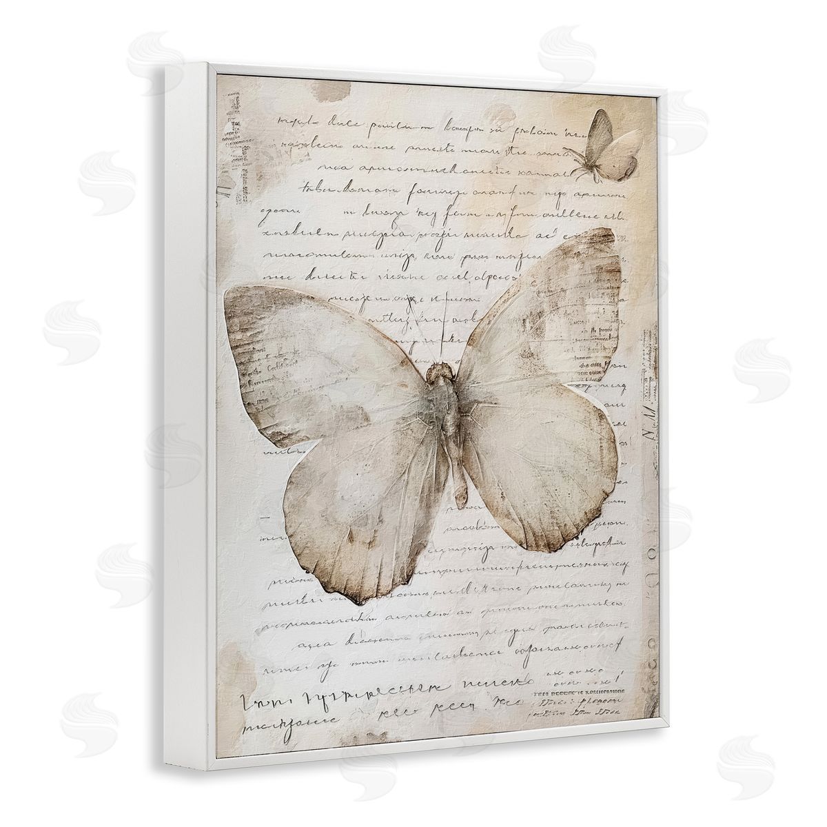 Riley B Butterfly & Vintage Cursive White Framed Giclee Wall Art Print