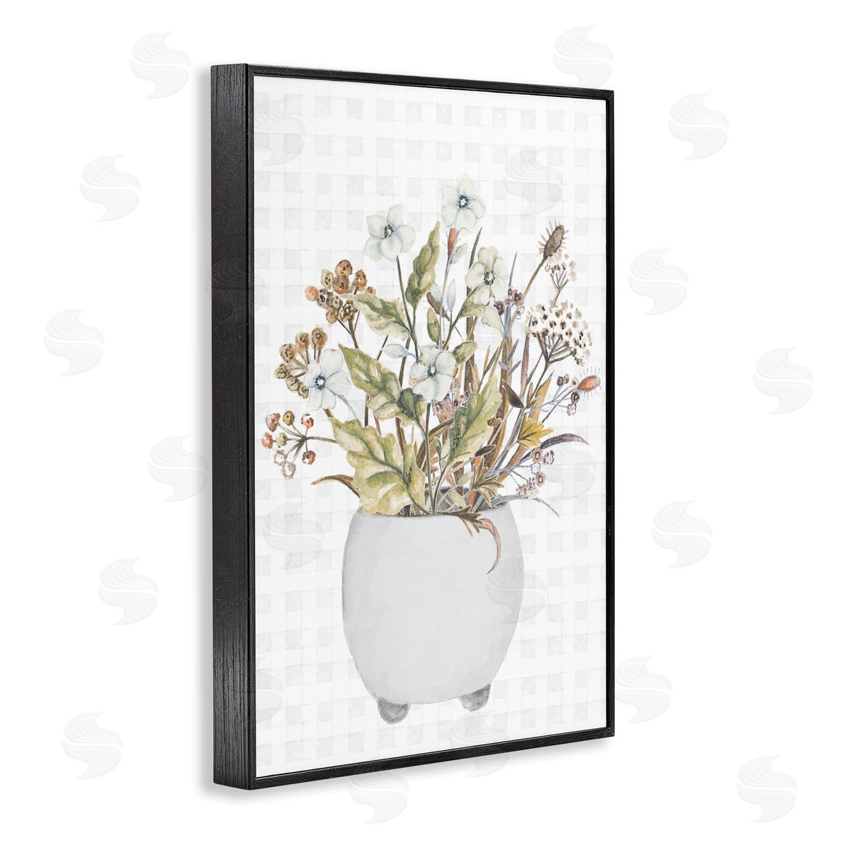 Soft Potted Wildflowers Black Frame Print Wall Art, Home Decor by Janice Gaynor