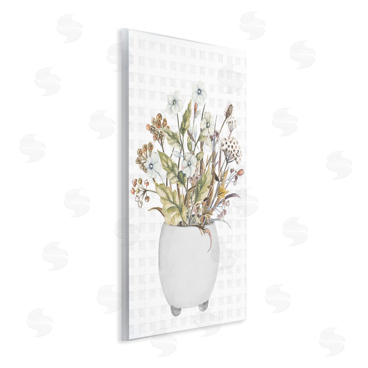 Soft Potted Wildflowers Wood Plaque Wall Art, Home Decor by Janice Gaynor