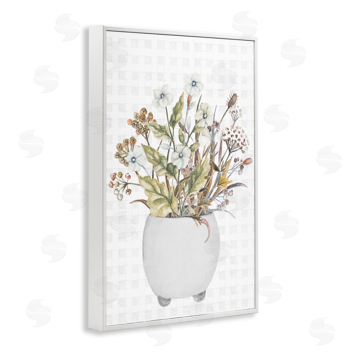 Soft Potted Wildflowers White Frame Print Wall Art, Home Decor by Janice Gaynor