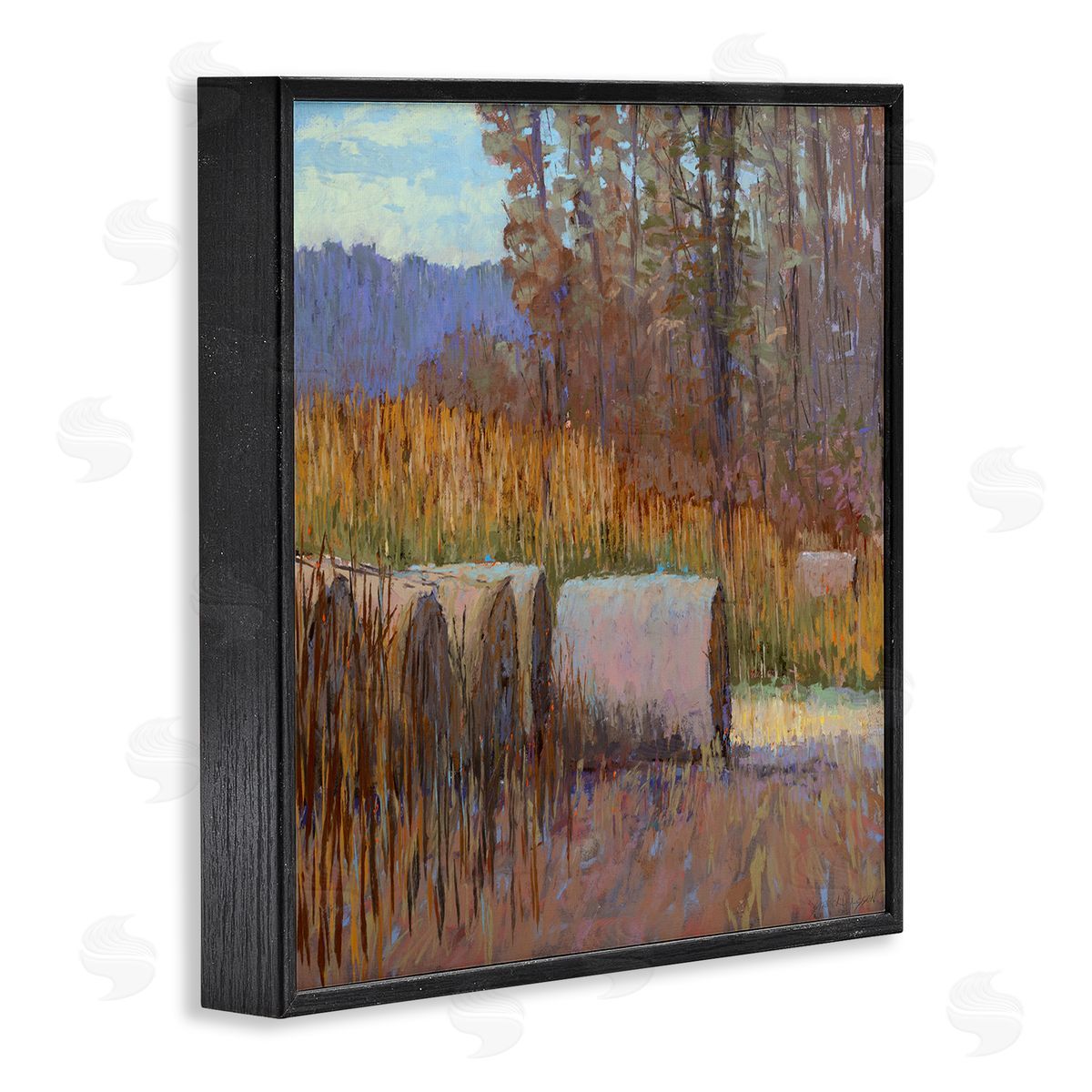 Country Hay Bales Black Frame Print Wall Art, Home Decor by Carol Strock Wasson