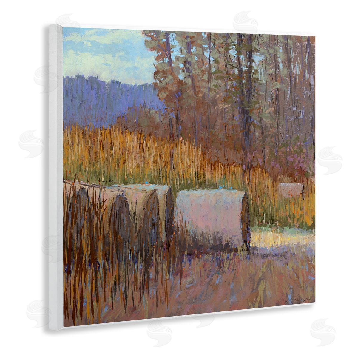 Country Hay Bales Wood Plaque Wall Art, Home Decor by Carol Strock Wasson