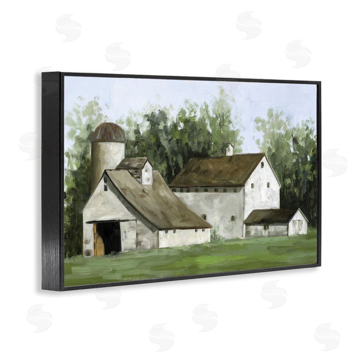 White Barn Farmhouse Black Frame Print Wall Art, Home Decor by White Ladder