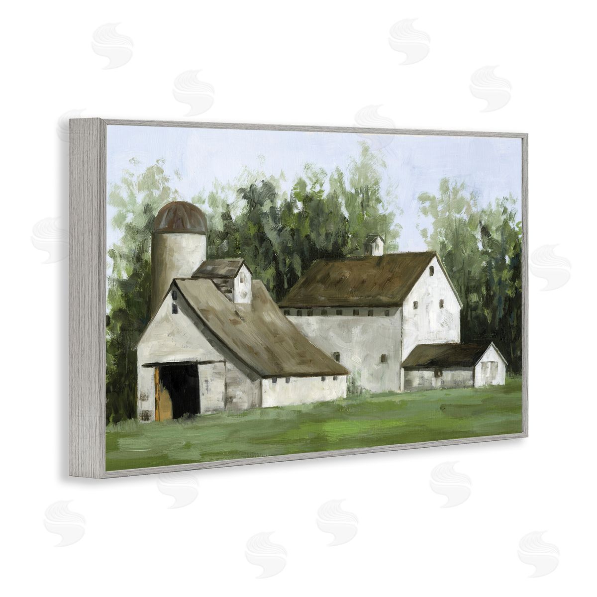 White Barn Farmhouse Grey Frame Print Wall Art, Home Decor by White Ladder