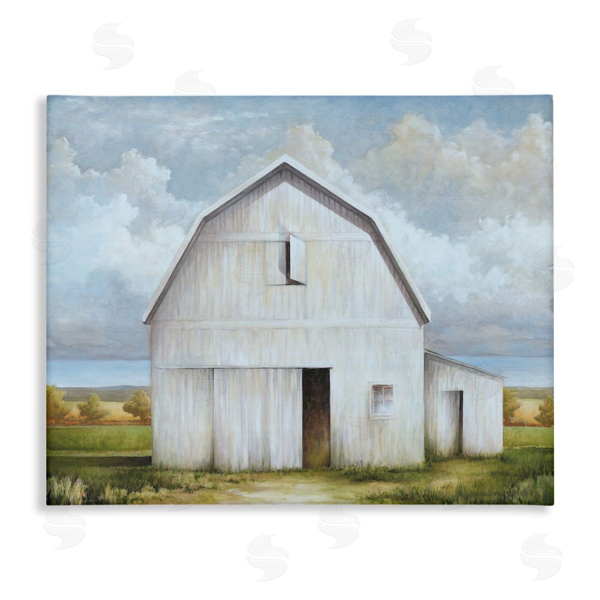 White Barn with Clouds Canvas Wall Art, Home Decor by White Ladder