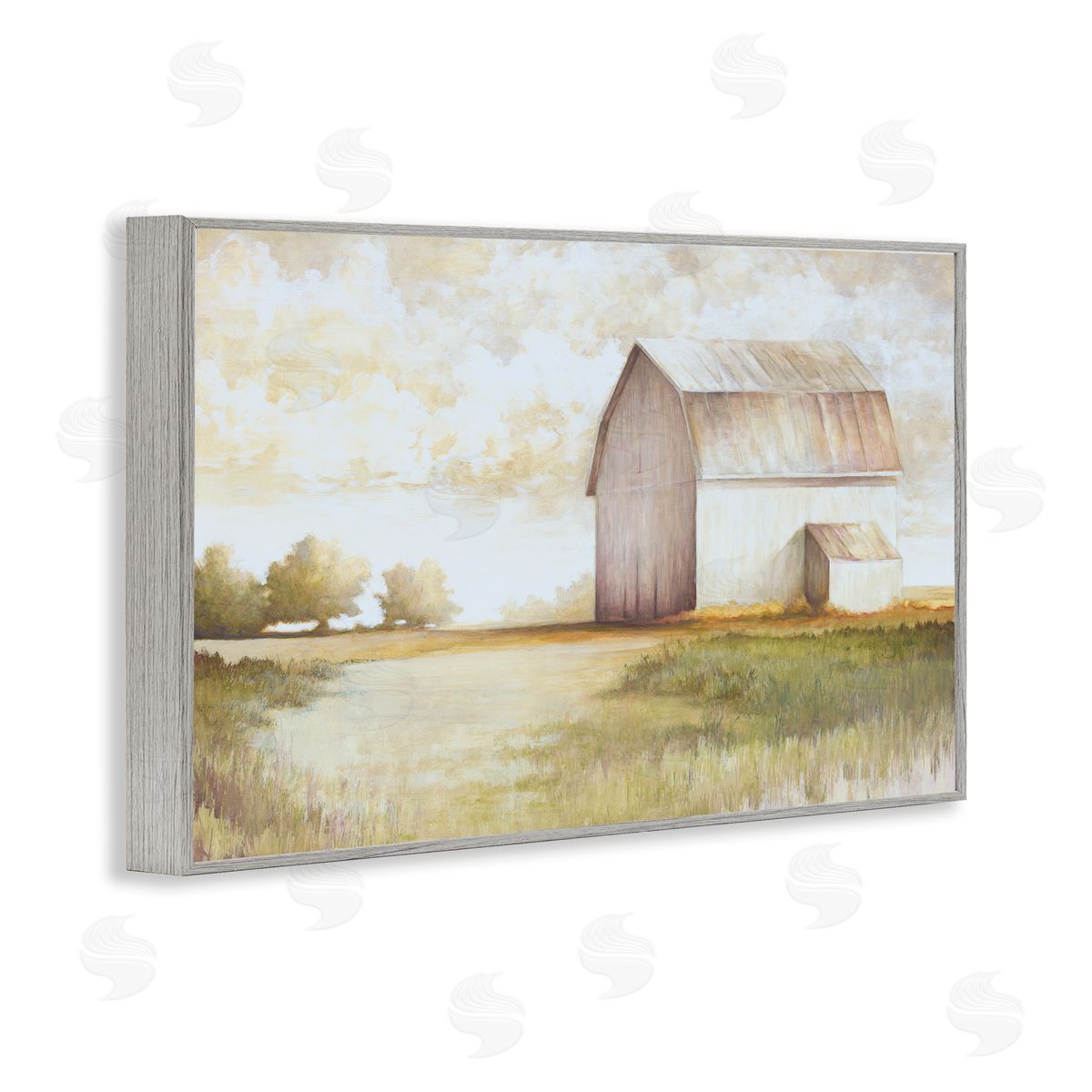 Neutral Distant Barn Grey Frame Print Wall Art, Home Decor by White Ladder