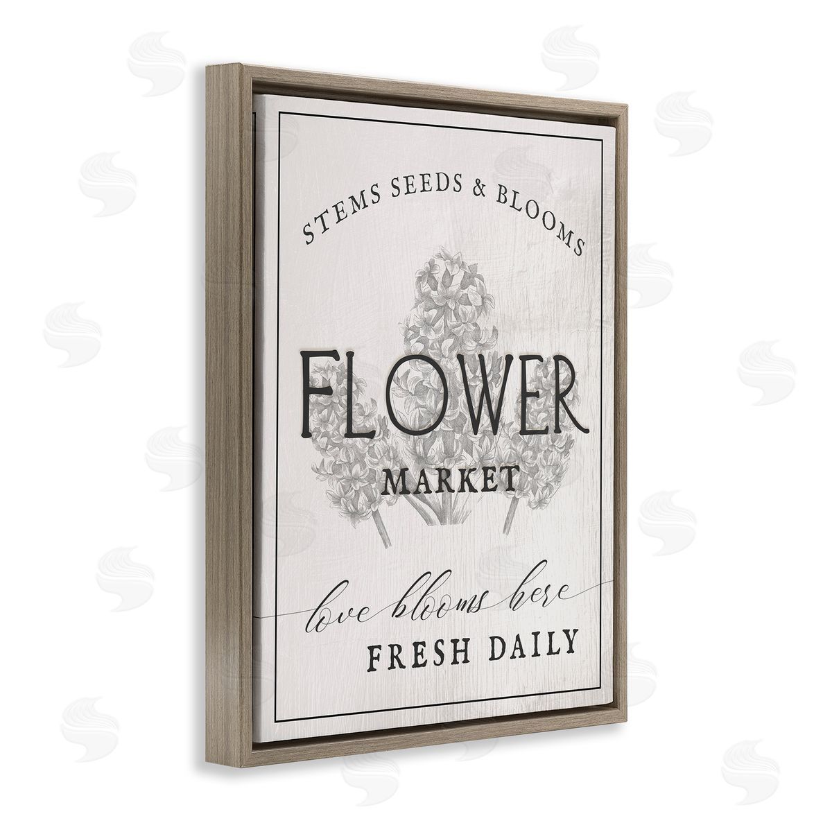 Flower Blooms Market Brown Floating Frame Canvas Wall Art, Home Decor by Ziwei Li