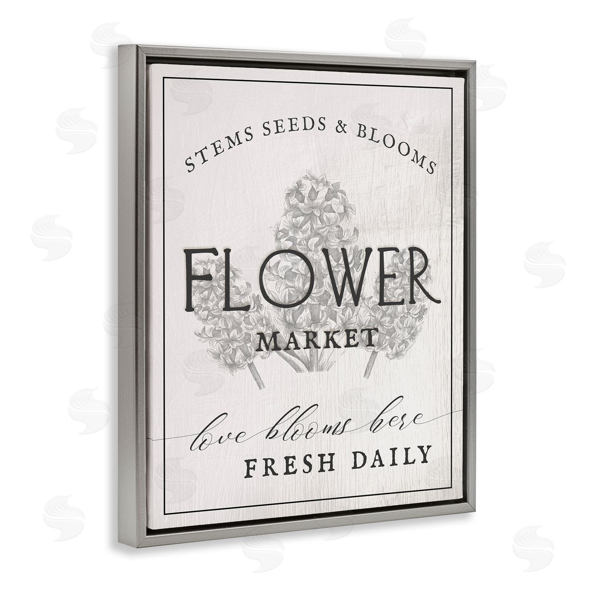 Flower Blooms Market Grey Floating Frame Canvas Wall Art, Home Decor by Ziwei Li