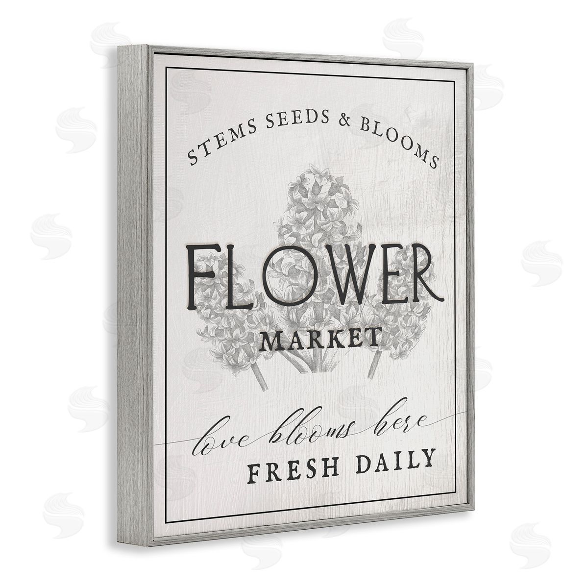 Flower Blooms Market Grey Frame Print Wall Art, Home Decor by Ziwei Li