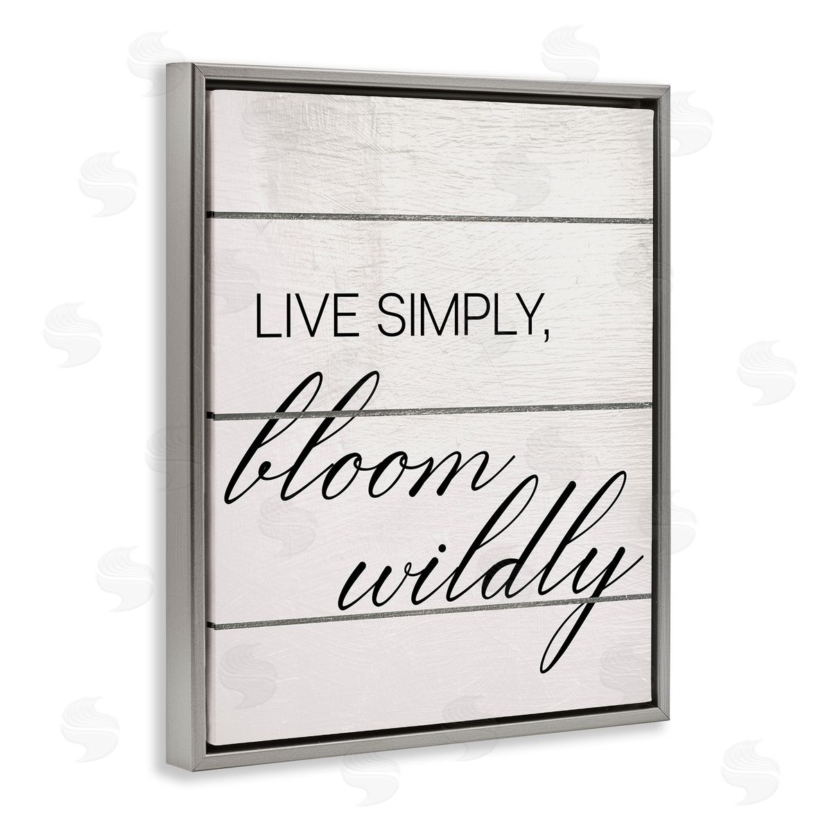 Bloom Wildly Phrase Grey Floating Frame Canvas Wall Art, Home Decor by Ziwei Li