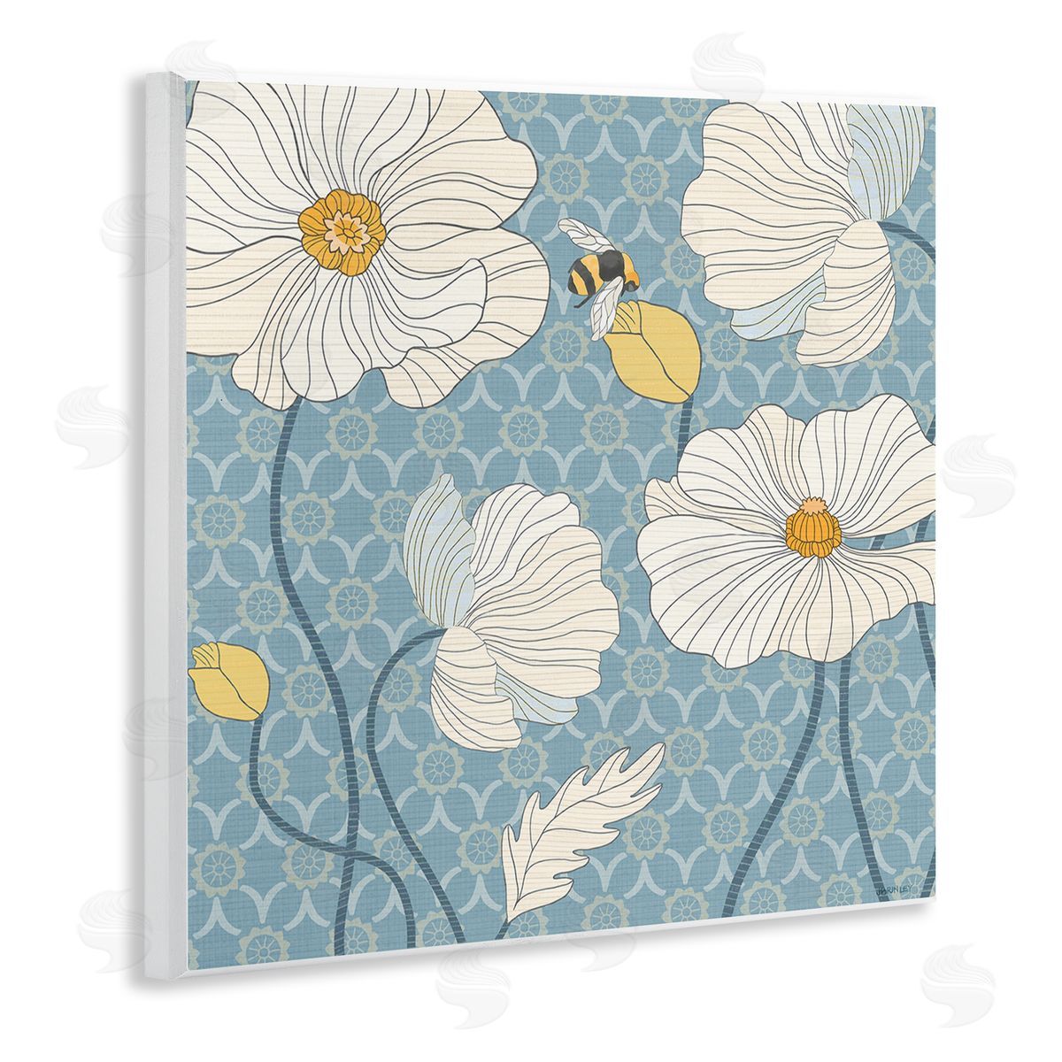 Wild Poppies and Bee Wood Plaque Wall Art, Home Decor by Levison Design