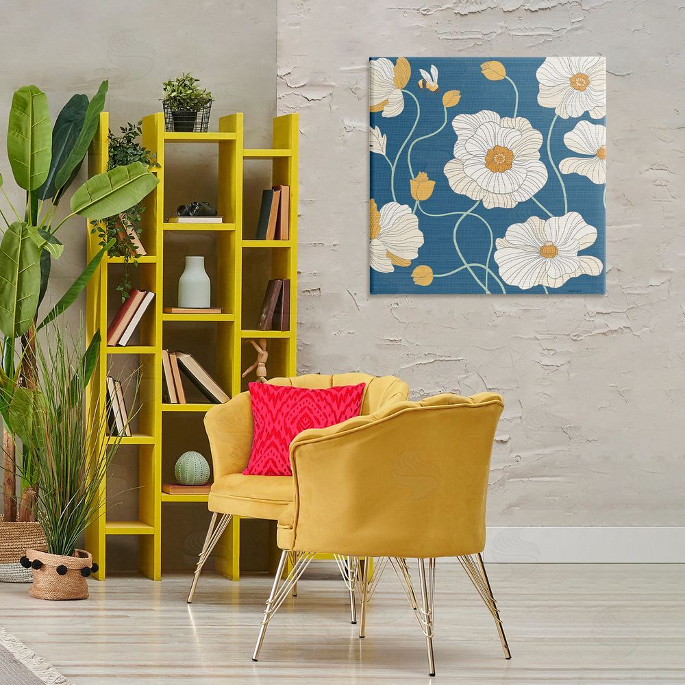 Levison Design Bee & White Poppies Canvas Wall Art Print in Room