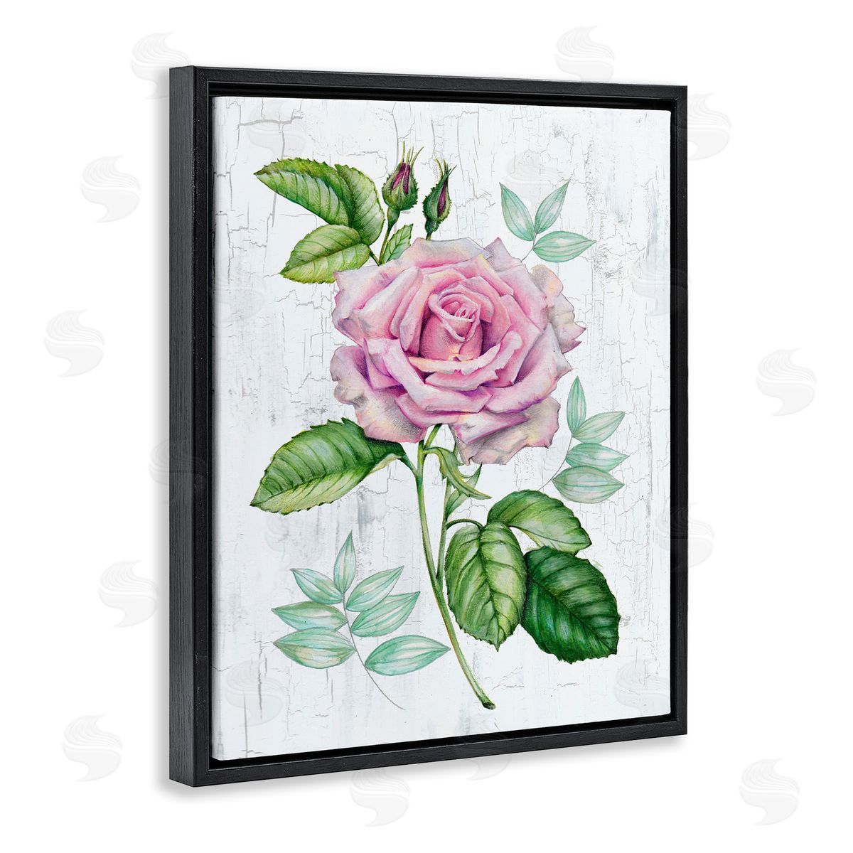 English Manor Rose Black Floating Frame Canvas Wall Art, Home Decor by Levison Design