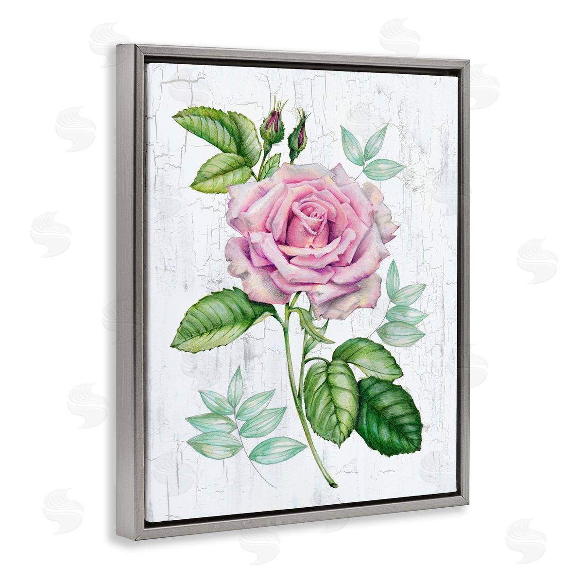 English Manor Rose Grey Floating Frame Canvas Wall Art, Home Decor by Levison Design