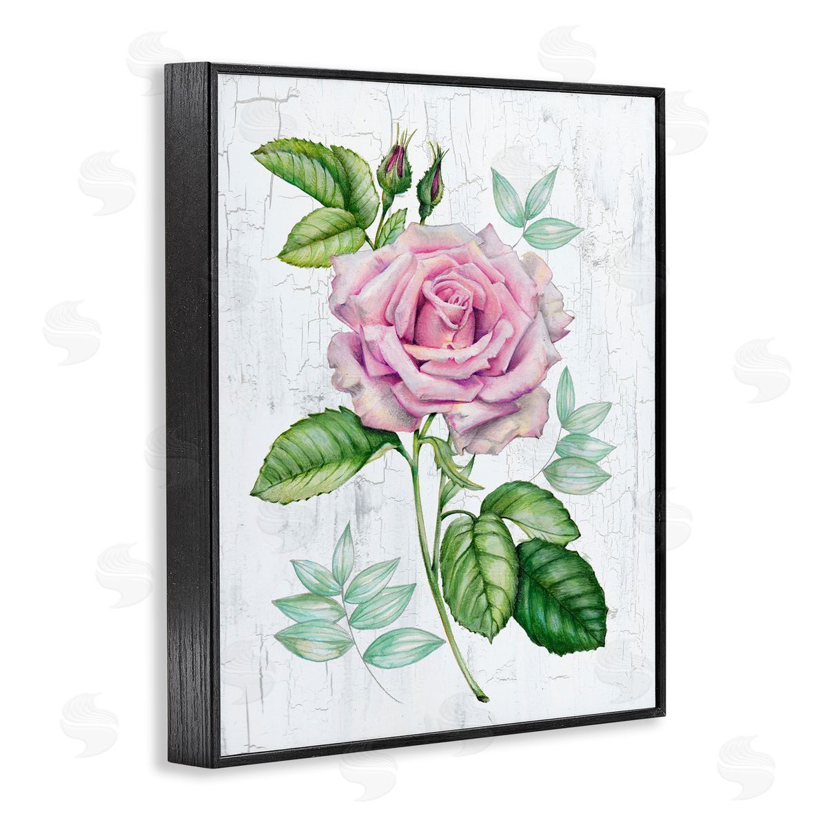 English Manor Rose Black Frame Print Wall Art, Home Decor by Levison Design