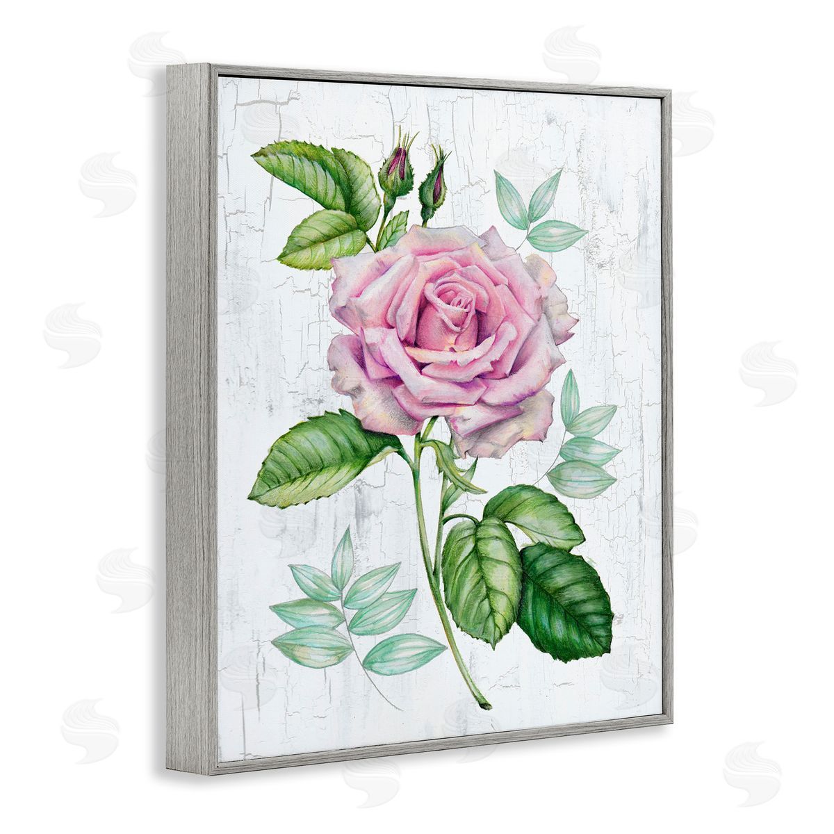 English Manor Rose Grey Frame Print Wall Art, Home Decor by Levison Design