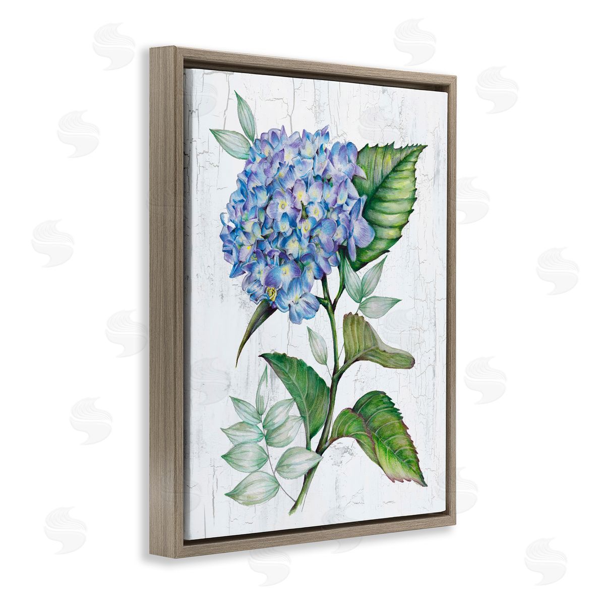 Levison Design English Manor Hydrangea Brown Floating Frame Canvas Wall Art Print