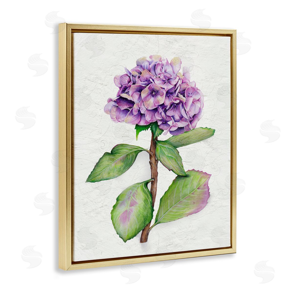 European Style Hydrangea Gold Floating Frame Canvas Wall Art, Home Decor by Levison Design