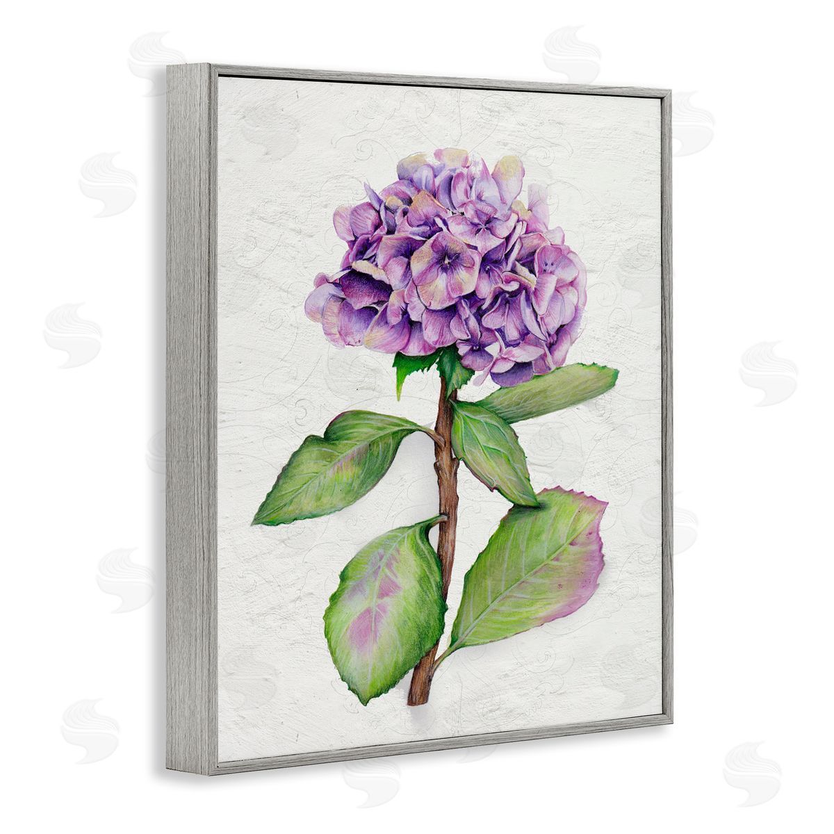European Style Hydrangea Grey Frame Print Wall Art, Home Decor by Levison Design