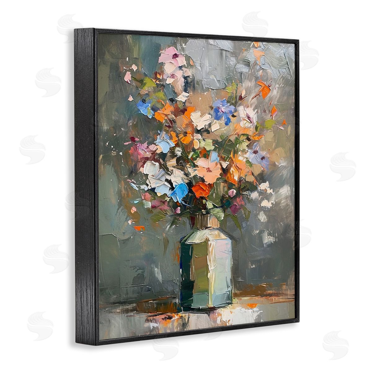 Mixed Bold Bouquet Black Frame Print Wall Art, Home Decor by Ramona Murdock