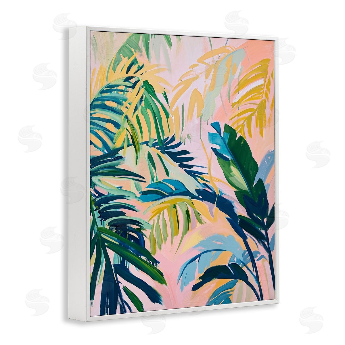 Tropical Leaf Impressions White Frame Print Wall Art, Home Decor by Ramona Murdock
