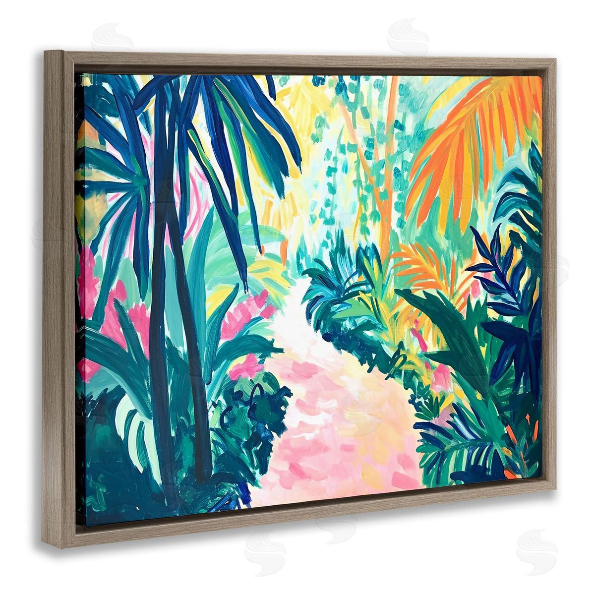 Garden Of Bright Color Brown Floating Frame Canvas Wall Art, Home Decor by Ramona Murdock
