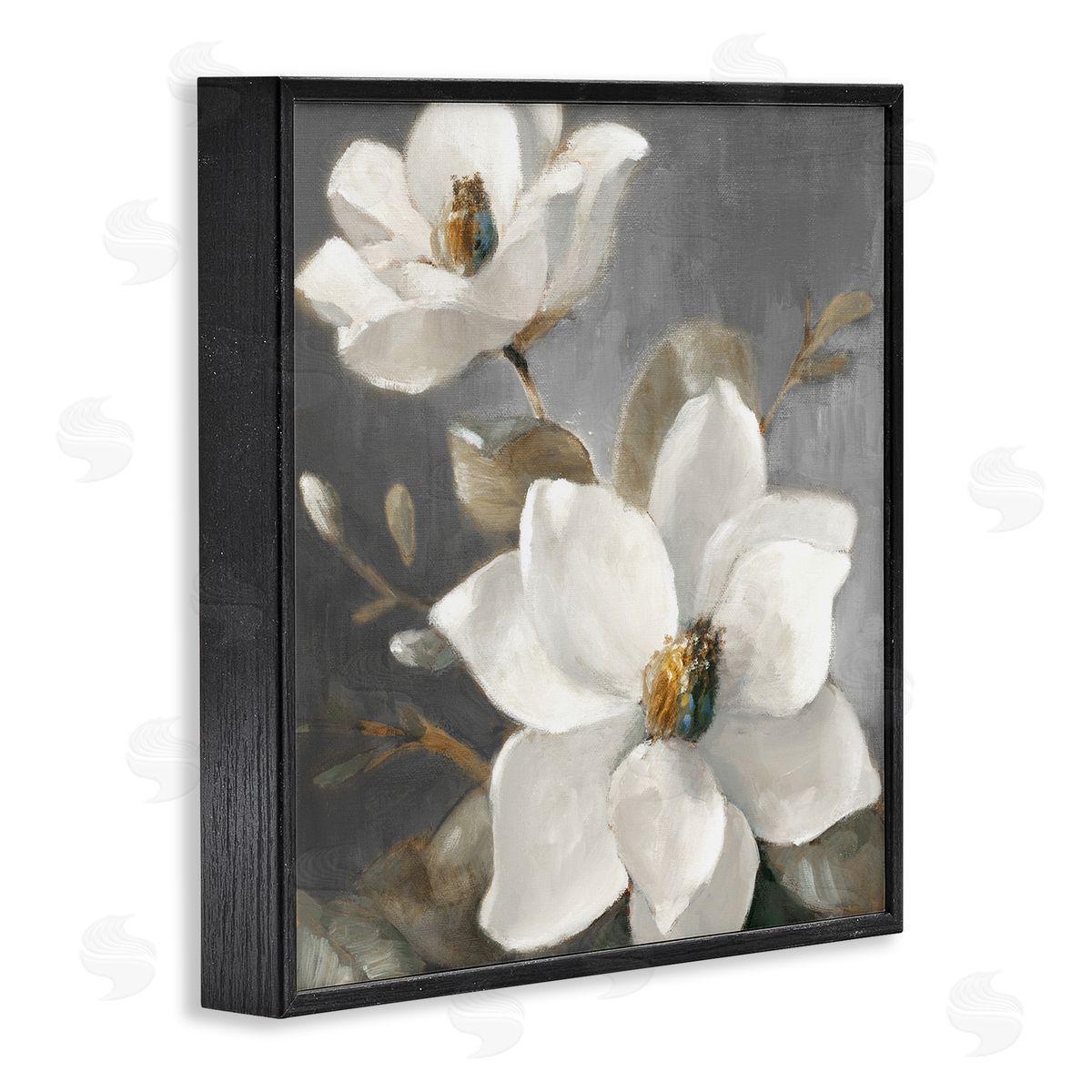 Magnolias on Grey Black Frame Print Wall Art, Home Decor by Lanie Loreth