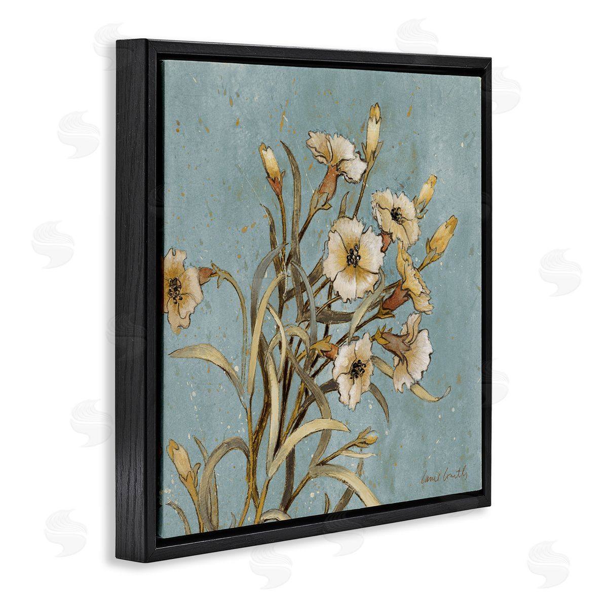Natural Blooming Buds Black Floating Frame Canvas Wall Art, Home Decor by Lanie Loreth