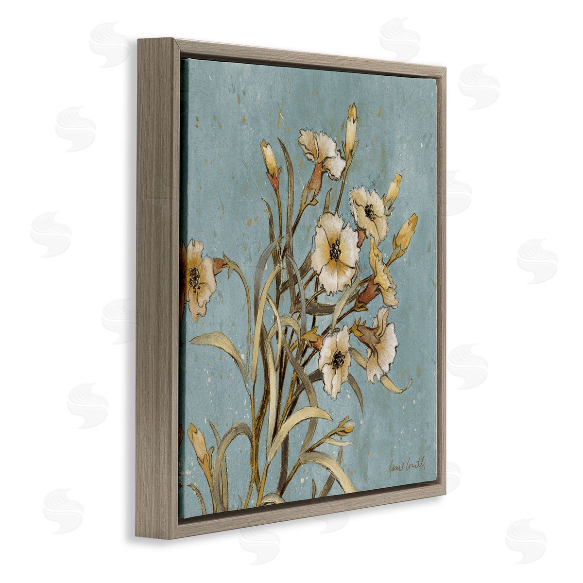 Natural Blooming Buds Brown Floating Frame Canvas Wall Art, Home Decor by Lanie Loreth
