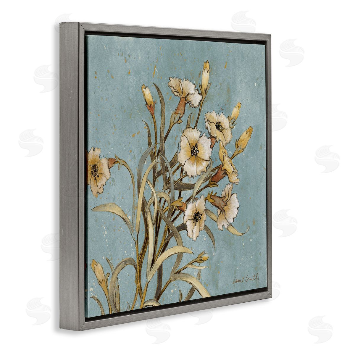 Natural Blooming Buds Grey Floating Frame Canvas Wall Art, Home Decor by Lanie Loreth