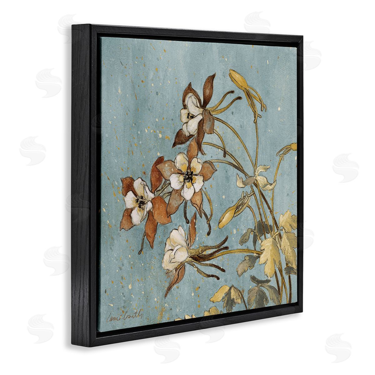 Rustic Blooming Buds Black Floating Frame Canvas Wall Art, Home Decor by Lanie Loreth