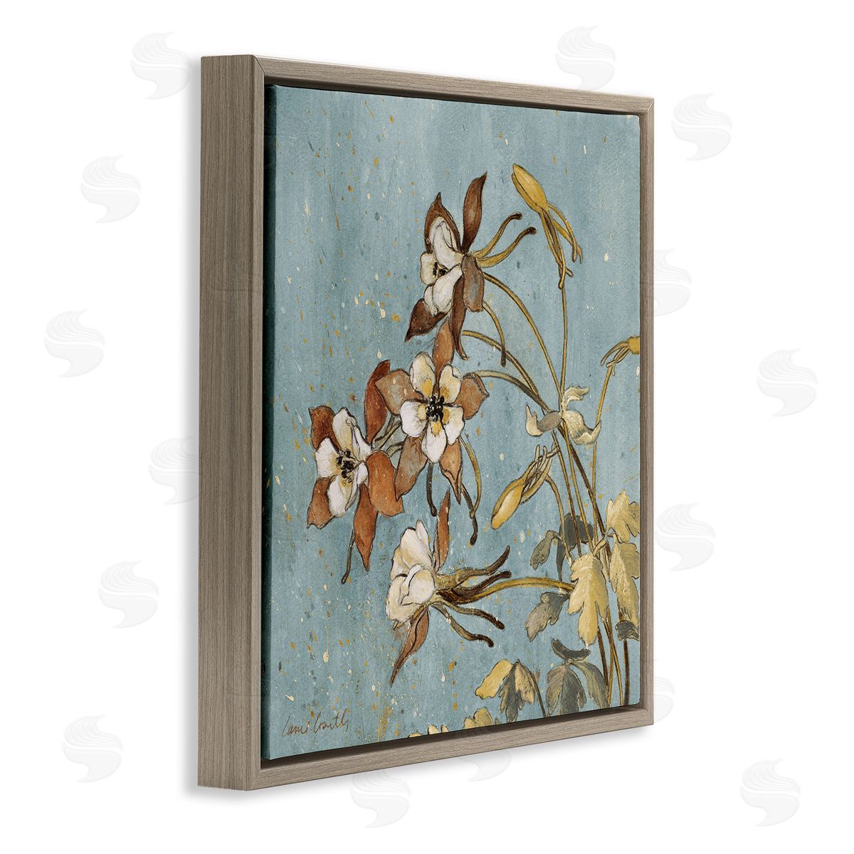 Rustic Blooming Buds Brown Floating Frame Canvas Wall Art, Home Decor by Lanie Loreth