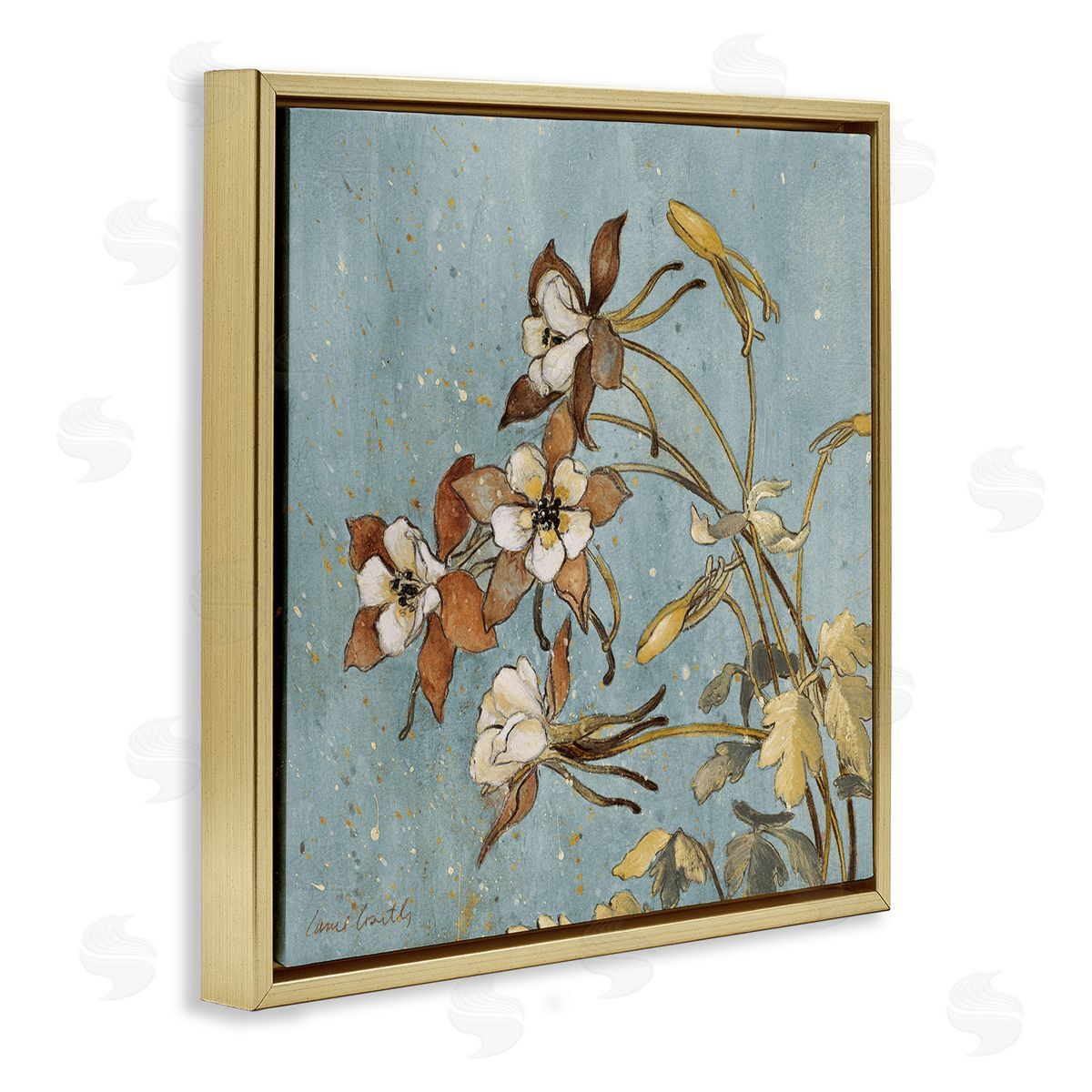 Rustic Blooming Buds Gold Floating Frame Canvas Wall Art, Home Decor by Lanie Loreth