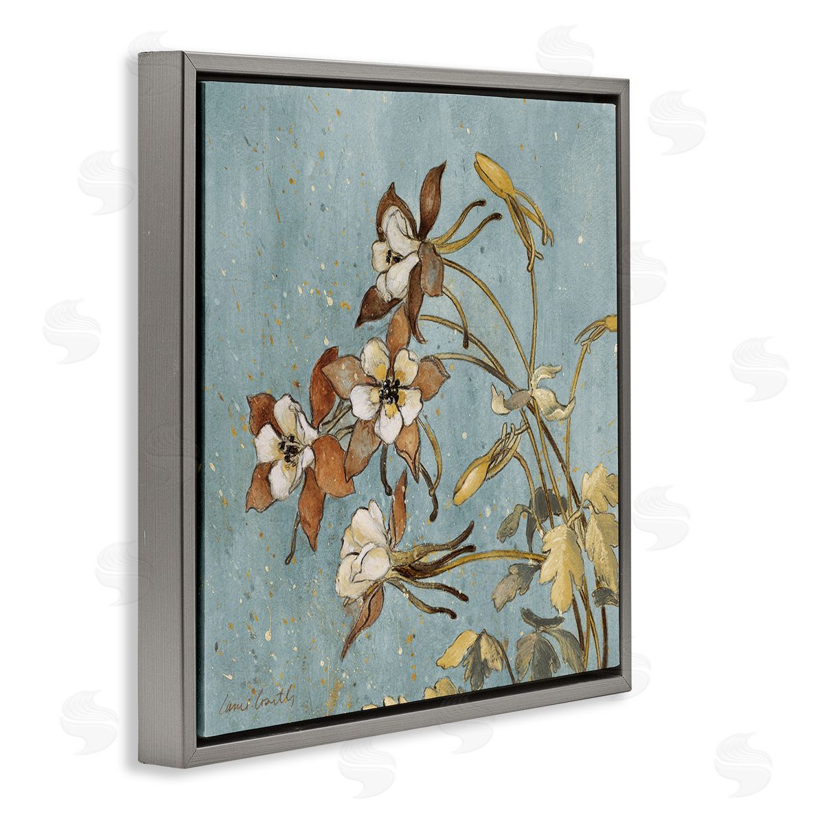 Rustic Blooming Buds Grey Floating Frame Canvas Wall Art, Home Decor by Lanie Loreth