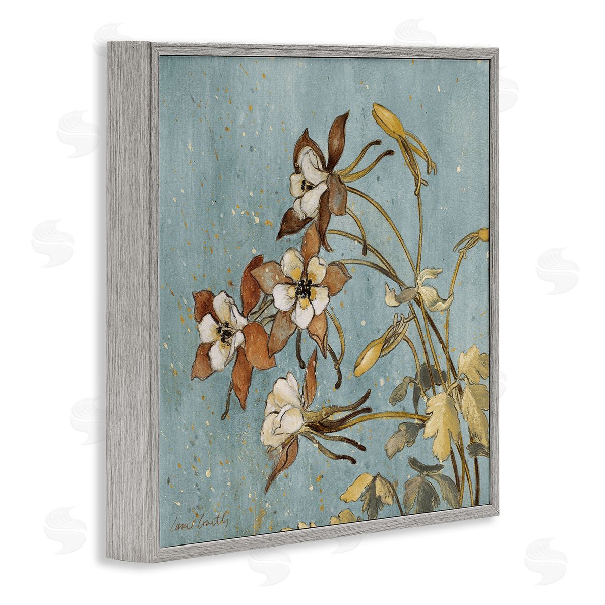 Rustic Blooming Buds Grey Frame Print Wall Art, Home Decor by Lanie Loreth