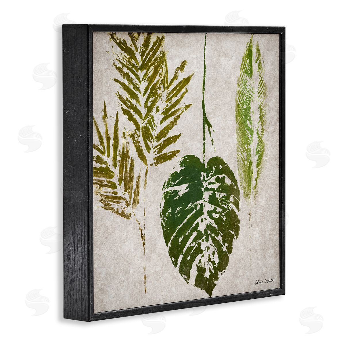 Greenery Leaf Impressions Black Frame Print Wall Art, Home Decor by Lanie Loreth