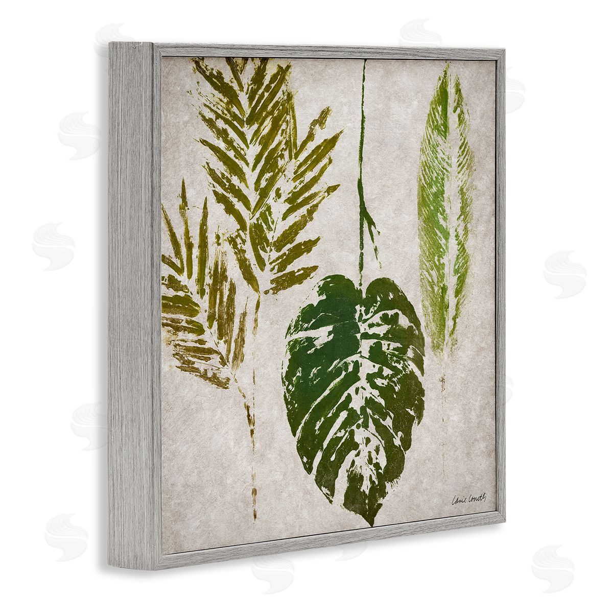 Greenery Leaf Impressions Grey Frame Print Wall Art, Home Decor by Lanie Loreth