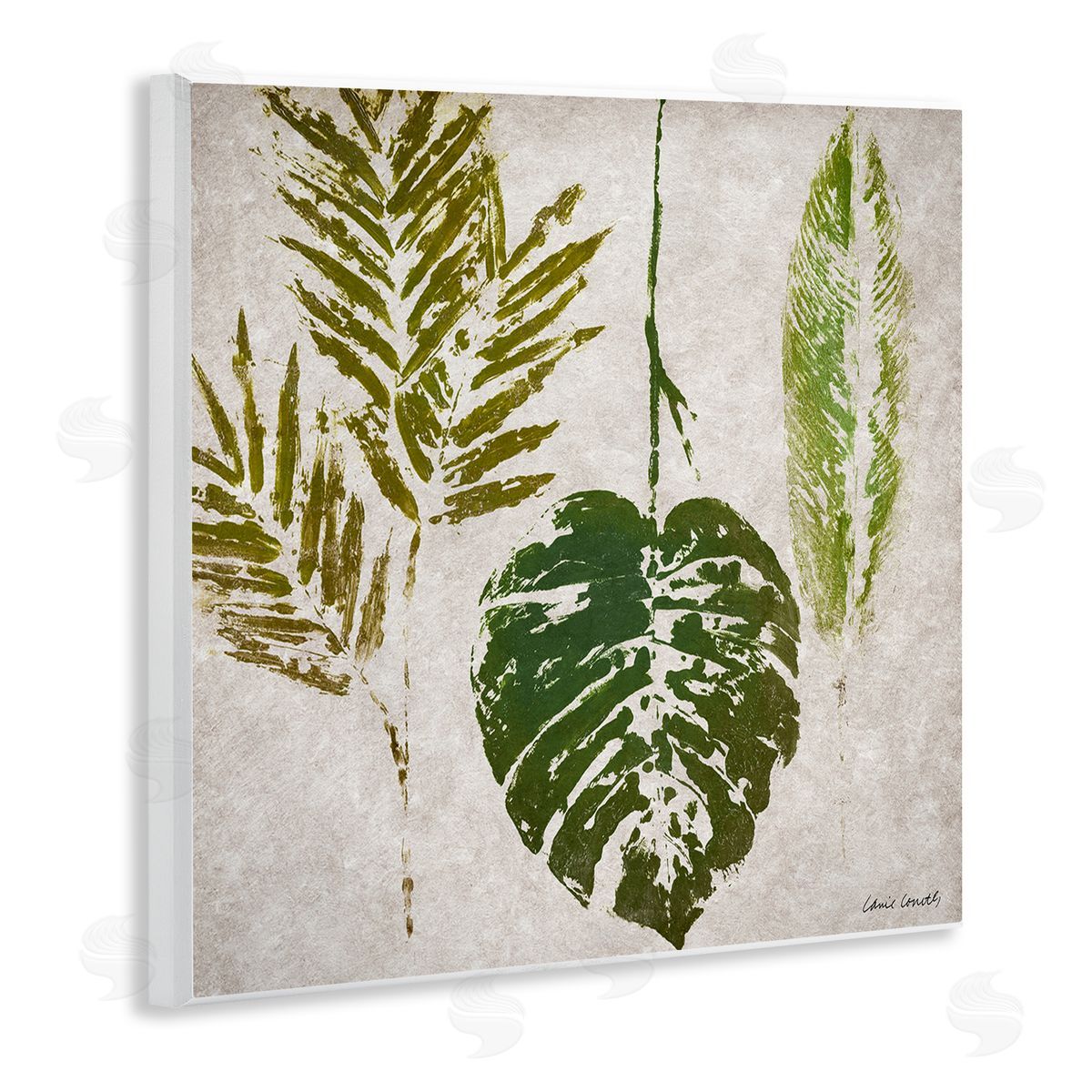 Greenery Leaf Impressions Wood Plaque Wall Art, Home Decor by Lanie Loreth