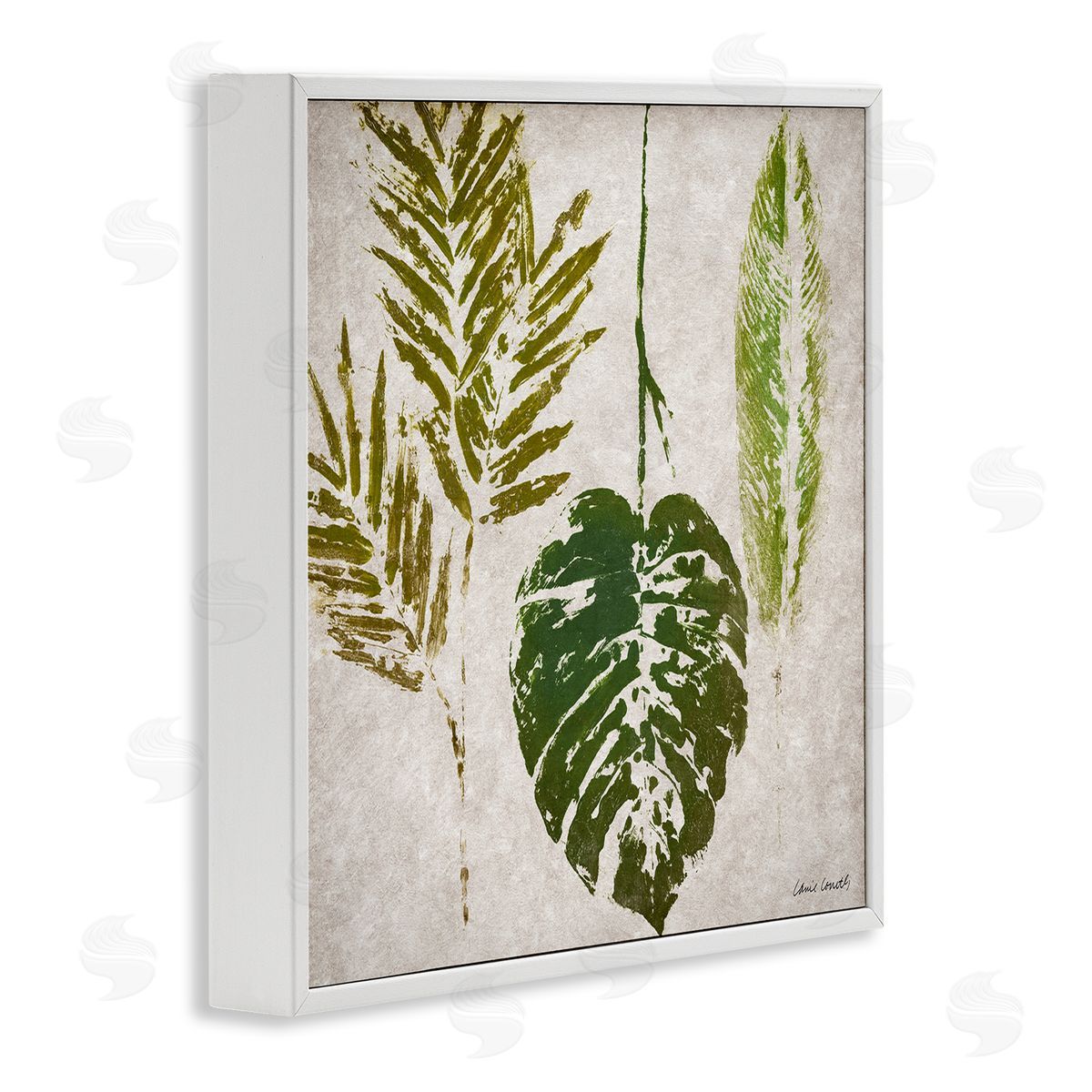 Greenery Leaf Impressions White Frame Print Wall Art, Home Decor by Lanie Loreth